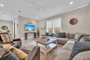 Smart TV, DVD player, table football, ping pong