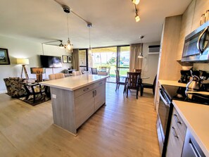 Fridge, microwave, oven, stovetop - Maui Sunset B119 Beachfront Ground Floor, Ocean-View, Poolside Family Friendly! (Kihei)