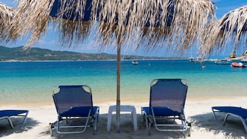 On the beach, white sand