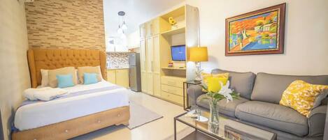 1 غرفة نوم ومكواة/لوح كي وخدمة الإنترنت وملاءات أسرّة