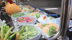 A buffet with various food items including salads, vegetables, and cheese. - Grand Blue St Maria Hotel & Aqua Park (Hurghada)