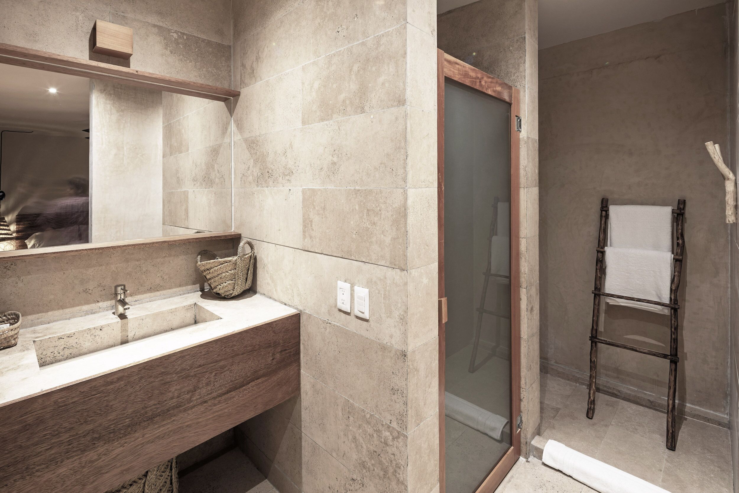 shower, designer toiletries, hair dryer, slippers