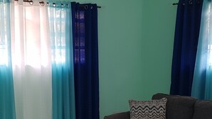 Un soggiorno con un divano e un tappeto decorato.
