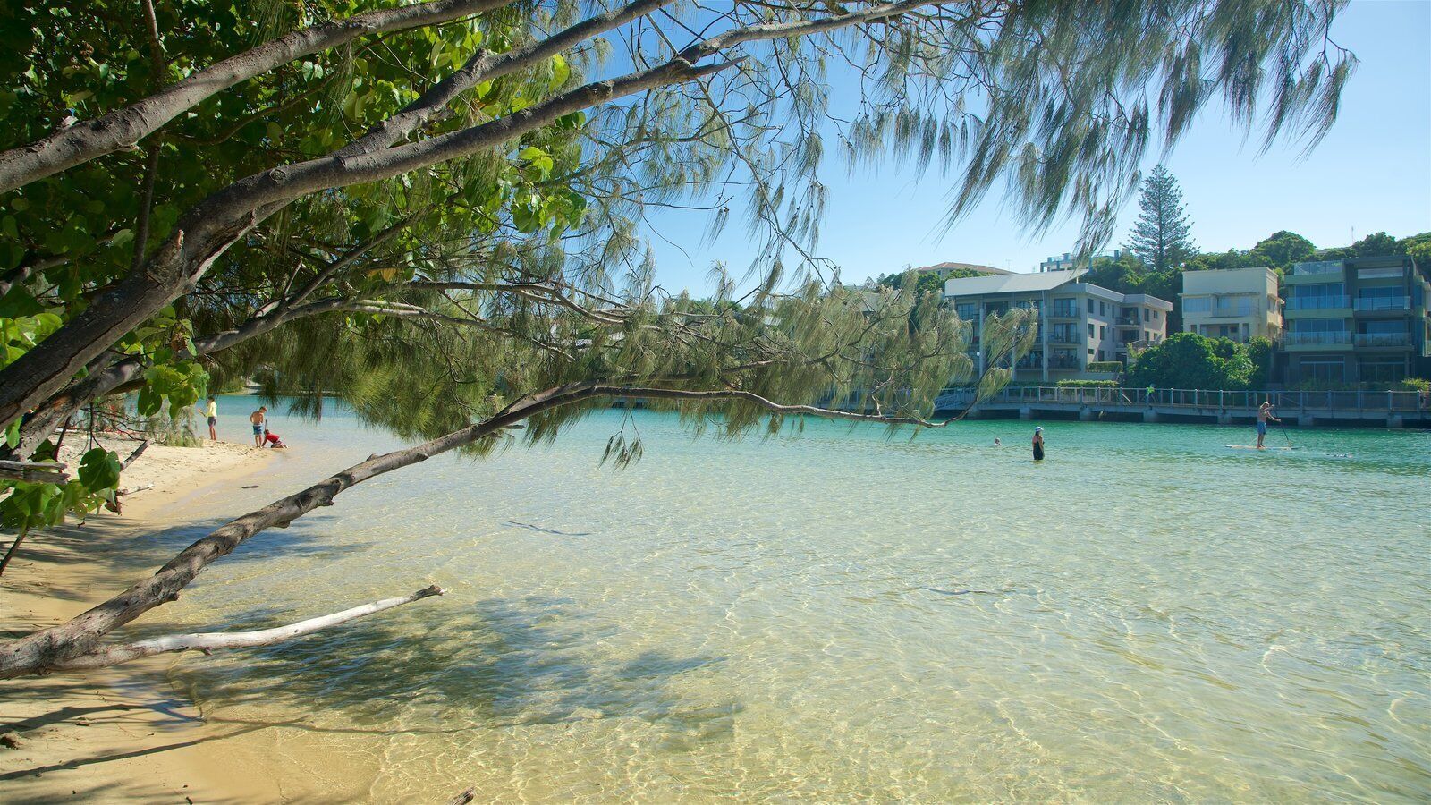 On the beach, sun loungers