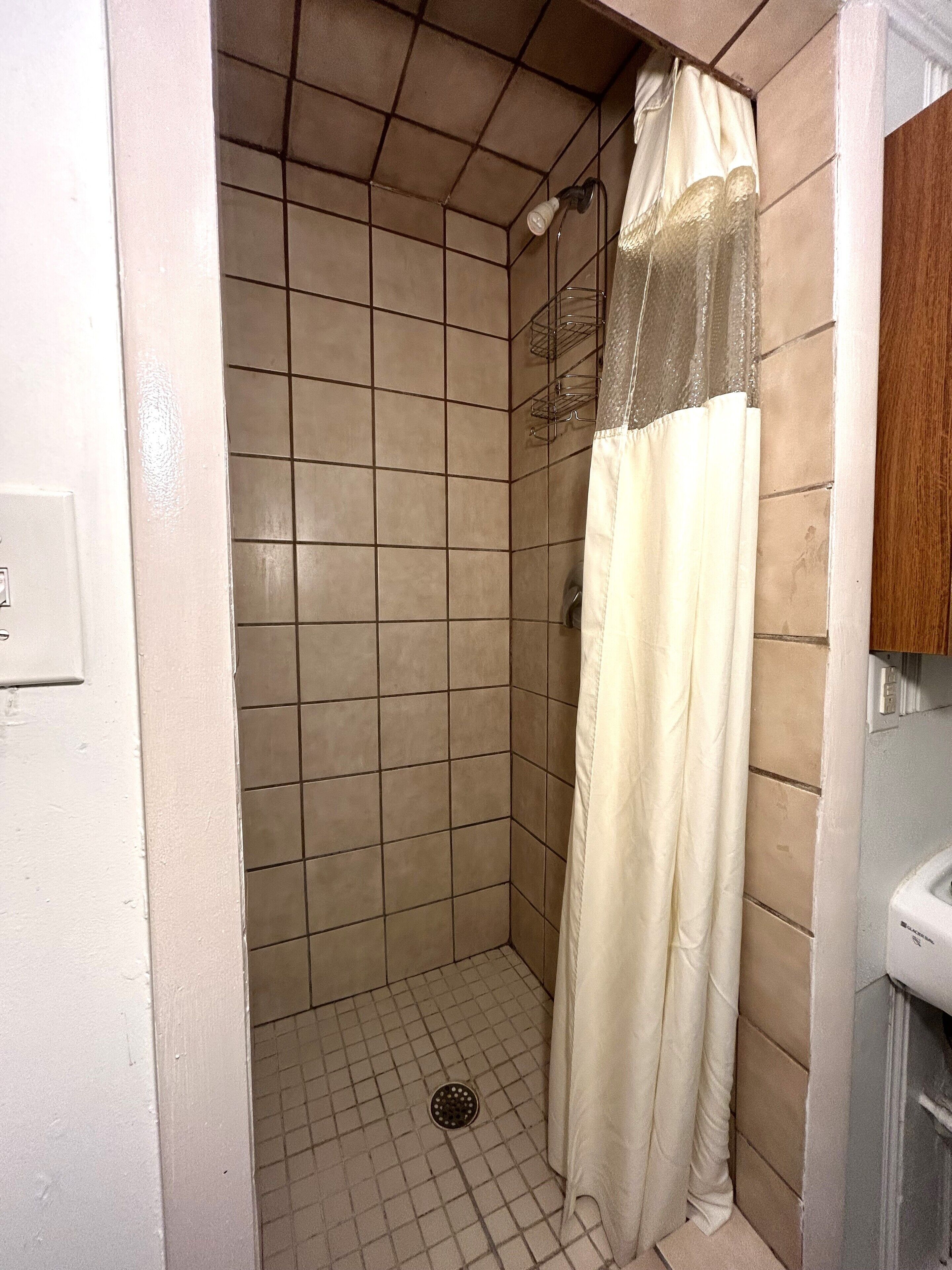 Shower, soap, toilet paper