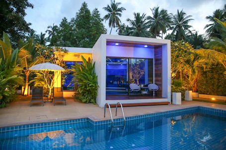 Outdoor pool, sun loungers