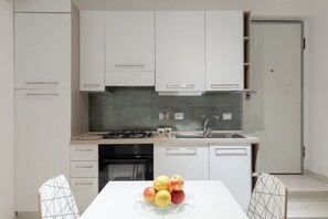 Fridge, oven, dishwasher, coffee/tea maker