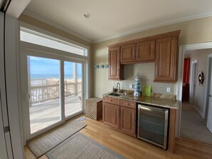 Fridge, microwave, oven, stovetop - Luxury Beach Front Home, Amazing Views Heated Pool & Fireplace featured on HGTV! (North Topsail Beach)