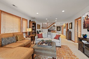 TV, fireplace, DVD player, books