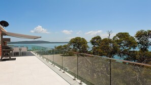 Outdoor dining - The Family Entertainer - with sweeping water views (Salamander Bay)