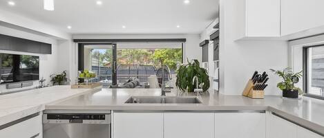 Fridge, oven, stovetop, dishwasher