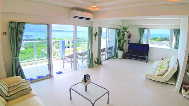 Superior Room, Ocean View (Upper Floor) | Living area | Flat-screen TV - Ocean Front Yamakawa (Motobu)