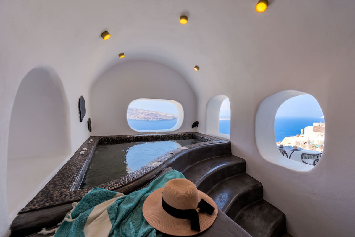 Quarto quádruplo, 1 quarto, vista para o mar | Banheira de hidromassagem particular