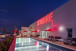 Rooftop bar, pool views, open daily