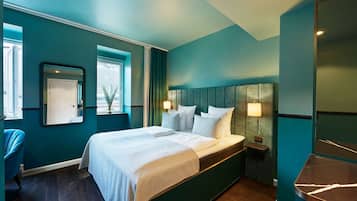 Allergivenligt sengetøj, dundyner, senge med topmadrasser, minibar