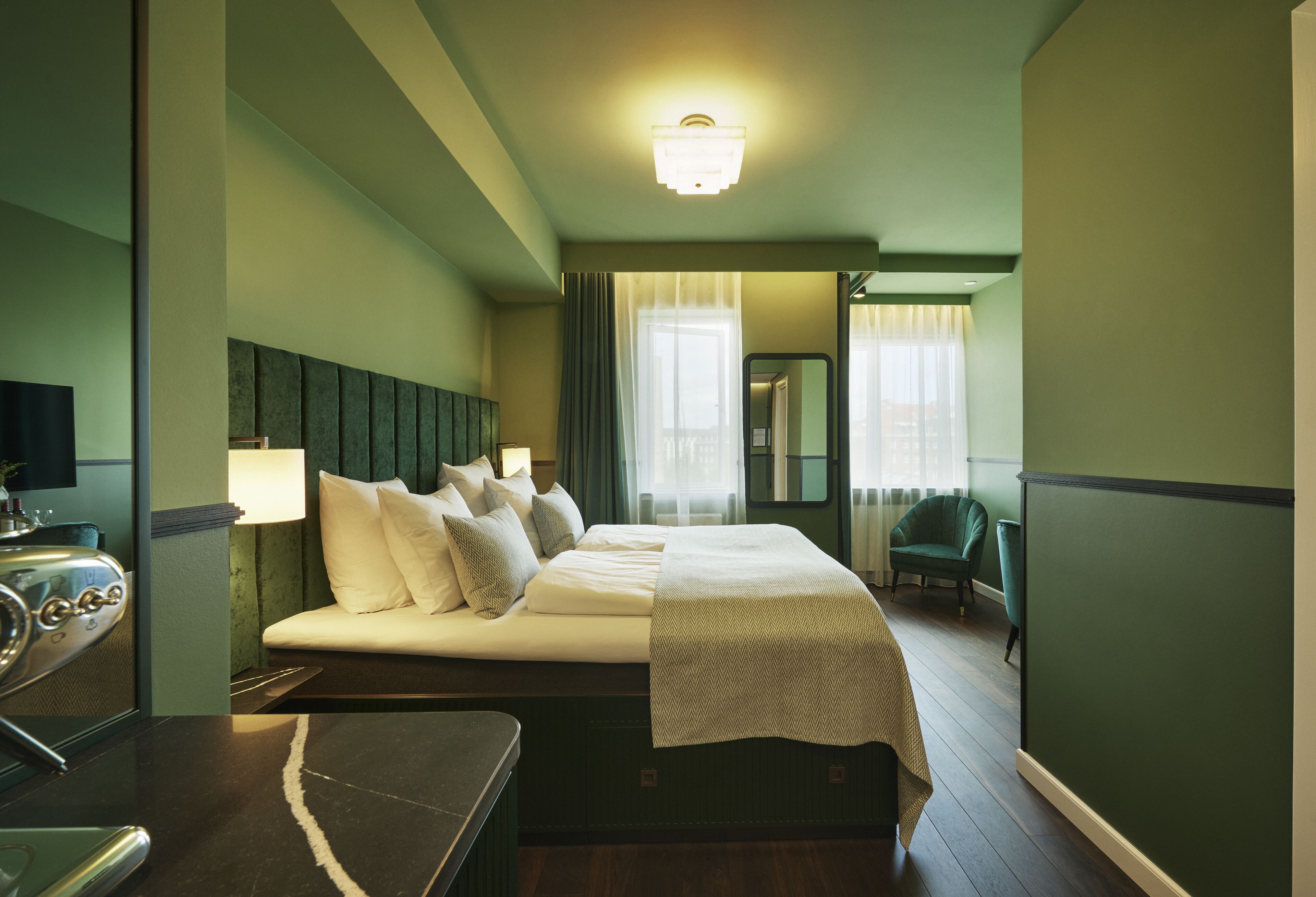 double deluxe | bathroom | shower, rainfall showerhead, hair dryer, heated floors