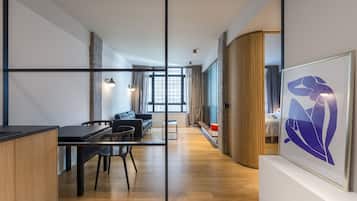 Superior Apartment, 1 Bedroom, City View (B2) | Living area | 49-inch Smart TV with digital channels, TV, Netflix