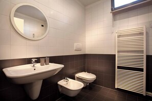Hair dryer, bidet, towels