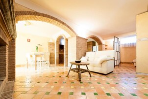 Studio, 1 Queen Bed with Sofa bed | Living area | LCD TV