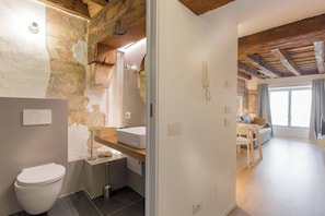 Shower, free toiletries, hair dryer, bidet