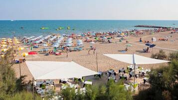 Private beach, sun loungers, beach umbrellas, beach towels
