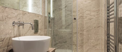 Eco-friendly toiletries, hair dryer, towels, soap