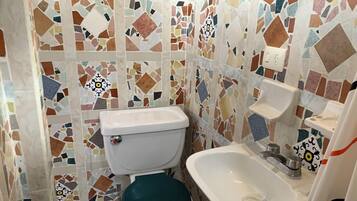 Regadera, toallas, jabón, shampoo