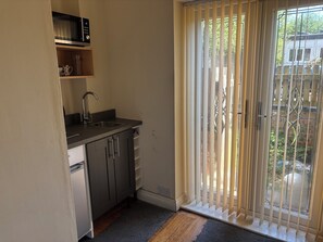 Fridge, microwave, electric kettle