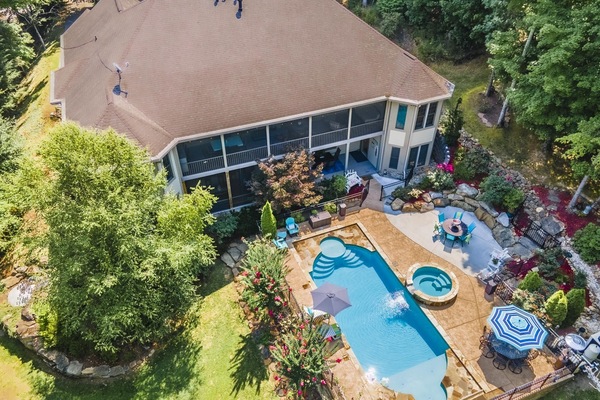 Back of house and pool area