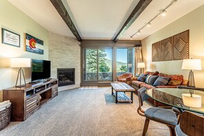 Televisión y chimenea 