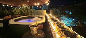 Smart Penthouse, terrasse, jacuzzi, cheminées, cinéma, barbecue, douche d'hydromassage
