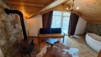 Bangalô luxo | 1 quarto, camas Tempur-Pedic, escrivaninha, quartos à prova de som