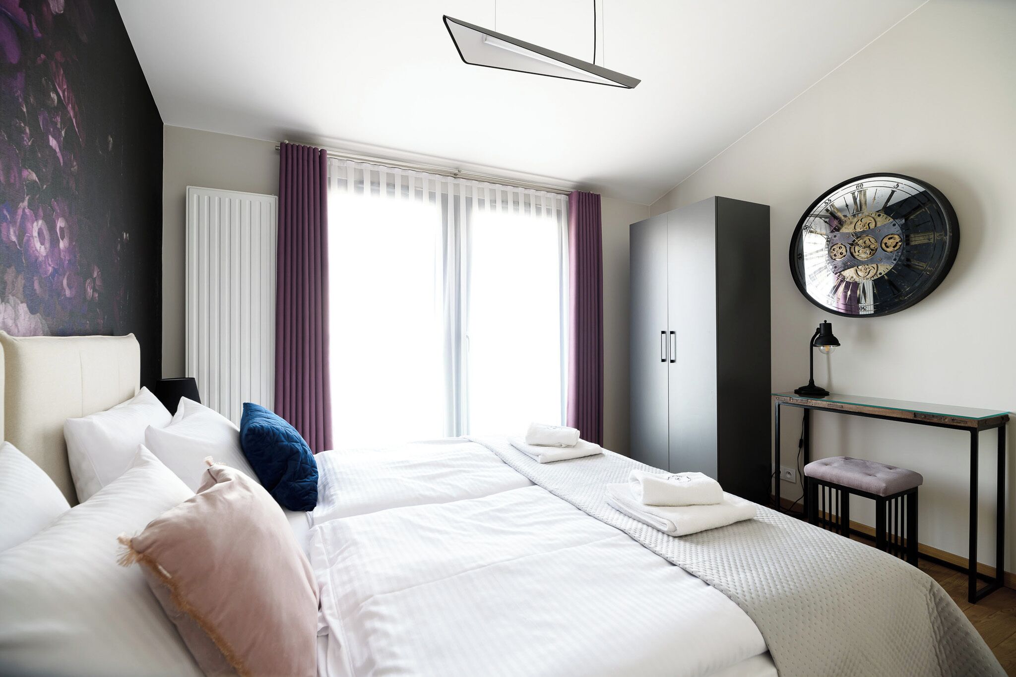 Premium bedding, pillowtop beds, blackout drapes, soundproofing