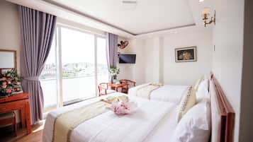 Family Quadruple Room, Lake View | Hypo-allergenic bedding, minibar, desk, laptop workspace