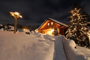 Exterior - Schneewittchenhütte- Holzblockbohlen Holiday house with fireplace and sauna in the Vogtland (Mühlental)