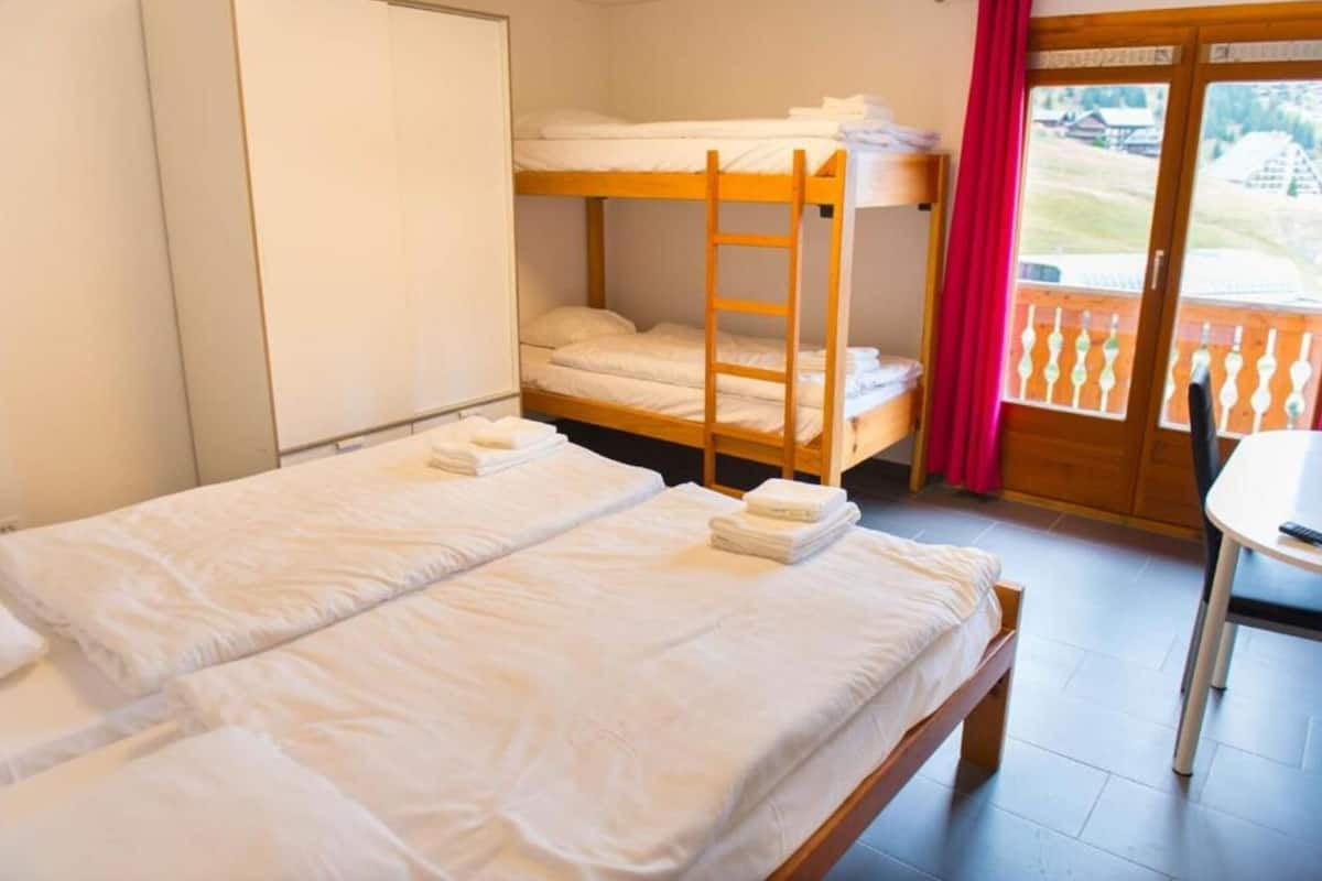 Neljän hengen huone | Työpöytä, kannettavalle tietokoneelle sopiva työtila, äänieristys