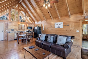 Flat-screen TV, fireplace, DVD player