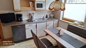 Fridge, microwave, dishwasher