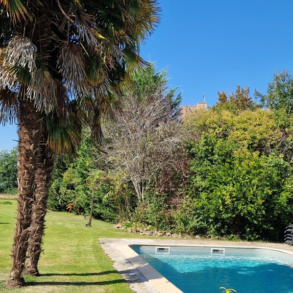 Piscina externa sazonal, guarda-sóis