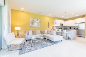 Flat-screen TV, video game console