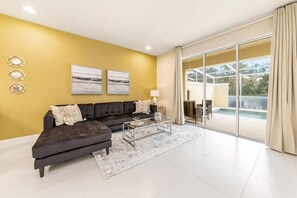 Flat-screen TV, video game console