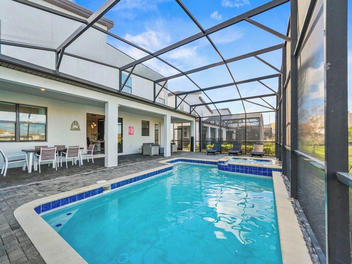 Soak up the sun by the private pool, relax in the outdoor lounge, and enjoy foosball tournaments with friends and family.