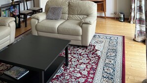 TV, DVD player, table tennis, books