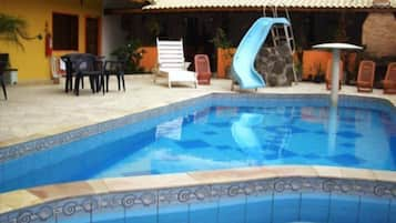 Outdoor pool, pool loungers