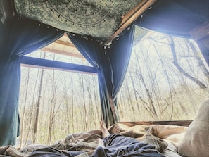 Romantische Ferienhütte, 1 Doppelbett, Parkblick