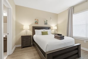 2 bedrooms, desk, iron/ironing board, travel cot