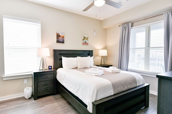 2 bedrooms, iron/ironing board, travel cot, WiFi