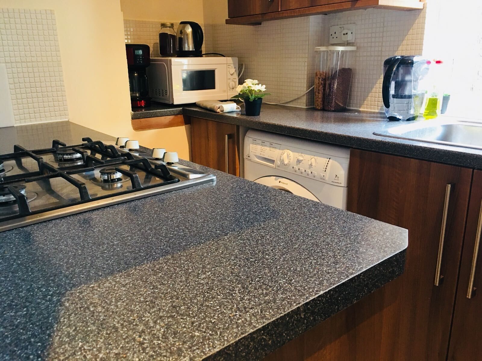 City Apartment | Private kitchen | Full-sized fridge, microwave, oven, stovetop