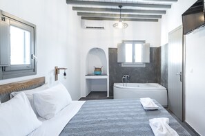 In-room safe, desk, laptop workspace, soundproofing - White and Grey (Mykonos)