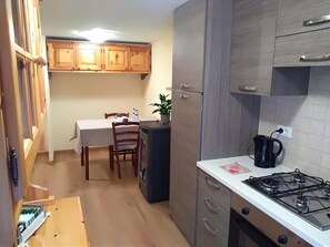 Fridge, oven, stovetop, electric kettle